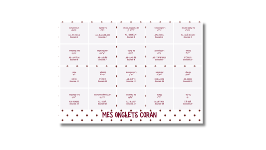 114 Onglets Sourates couleur Burgundy