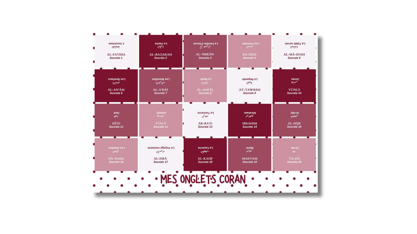 Onglets Sourates Burgundy