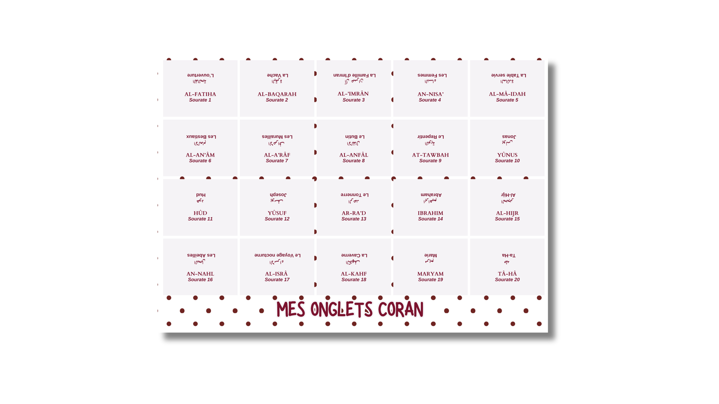 114 Onglets Sourates couleur Burgundy