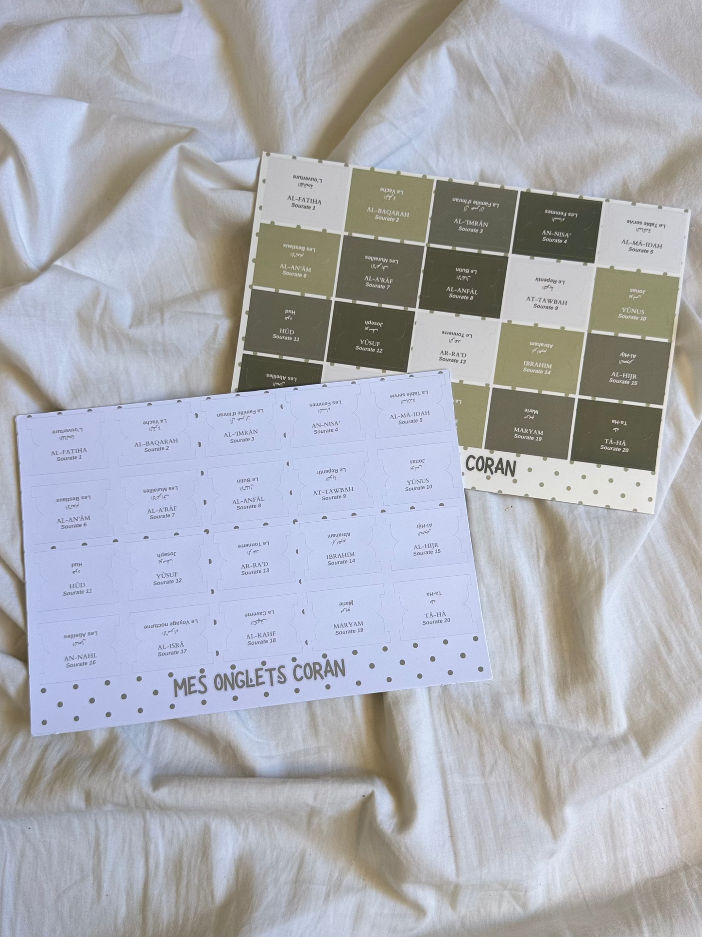 114 Onglets Sourates couleur Matcha